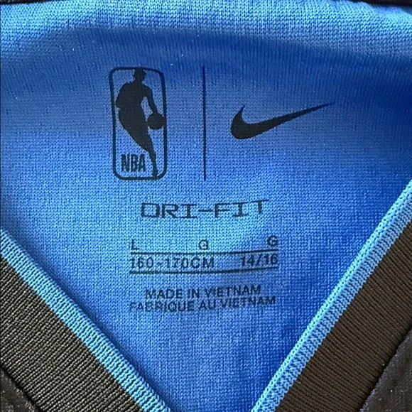 Nike Orlando Pinstripe Basketball Jersey - Black and Blue Banchero #5 - Picture 2 of 3